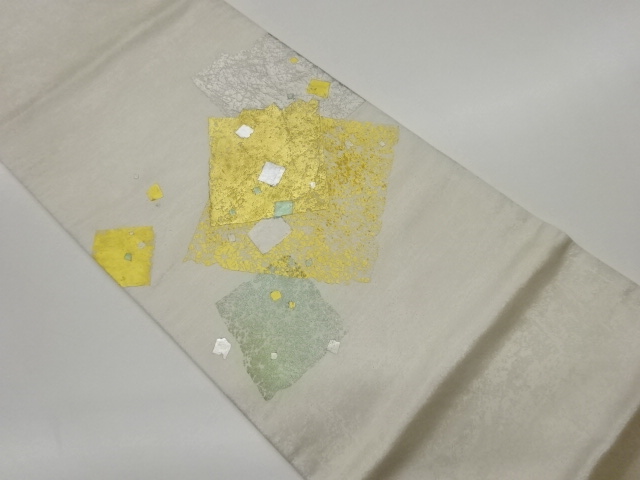 リサイクル　金彩色紙散らし模様袋帯